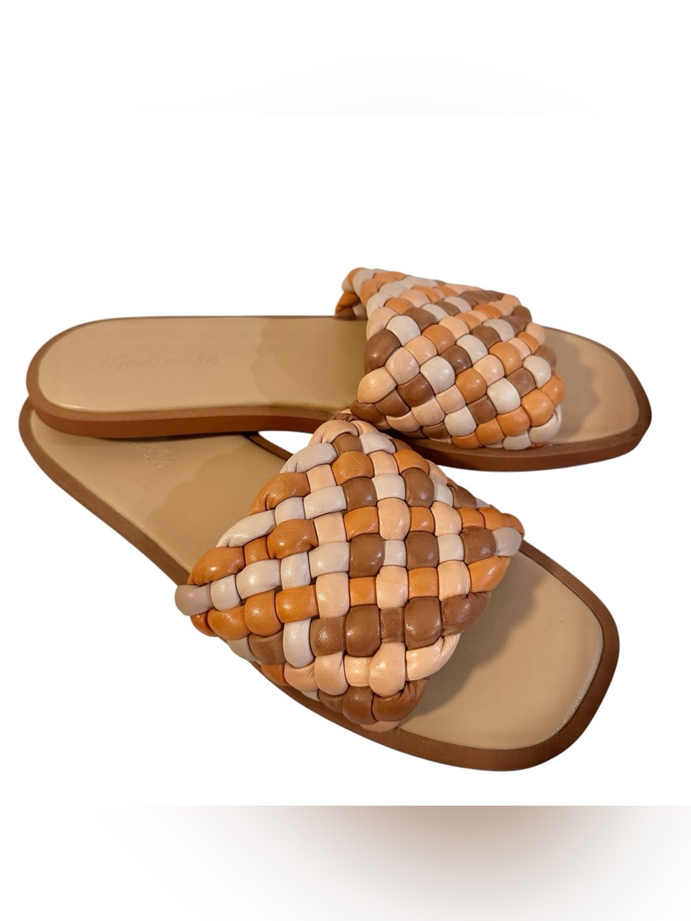 Madewell Suzi Slide Sandals Puffy Multi Woven Leather Mulled Cider Size 8.5